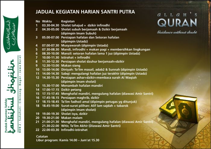 Jadual Santri Putra